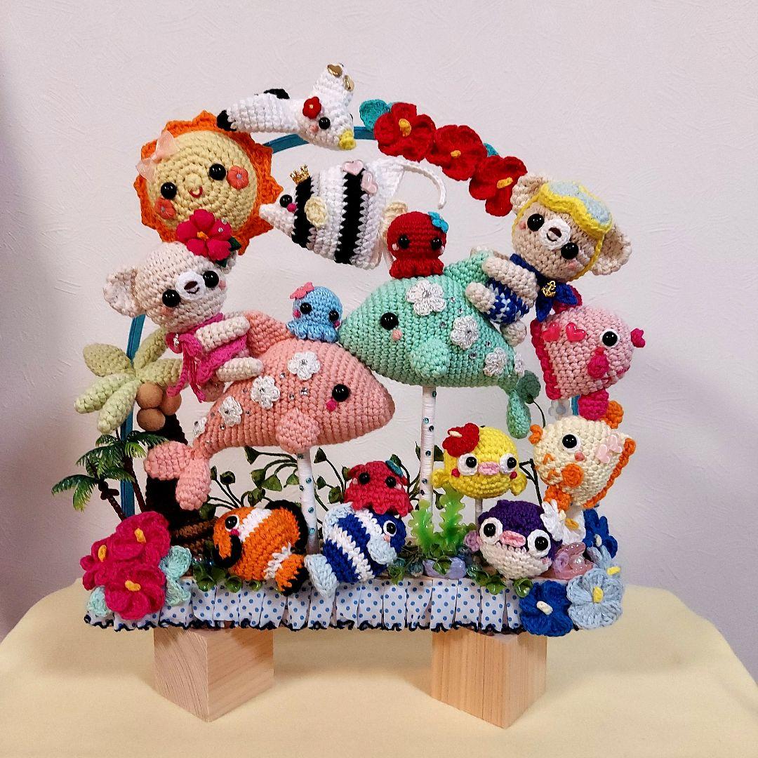 ハンドメイド　編みぐるみ　置物　ガーランド　インテリア　夏