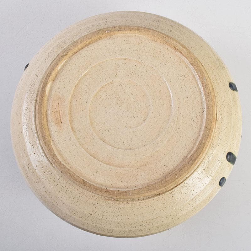 茶道具　人間国宝　荒川豊蔵作　青織部　平水指　方谷浩明極め箱　D　R9278B