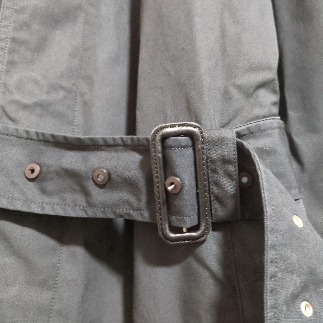 バーバリーロンドン　ステンカラーコート　黒　ノバチェック　ベルト付き　XL