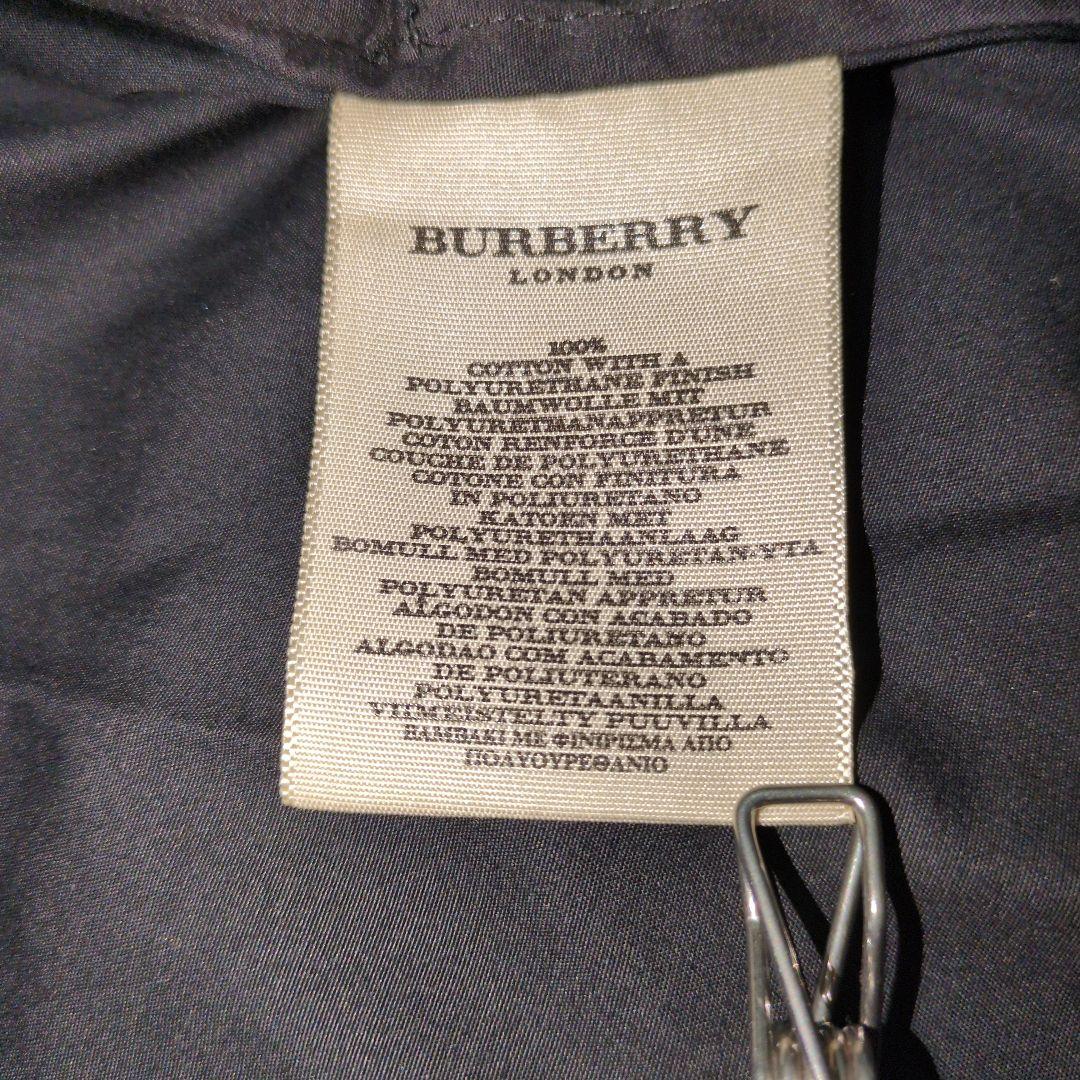 バーバリーロンドン　ステンカラーコート　黒　ノバチェック　ベルト付き　XL