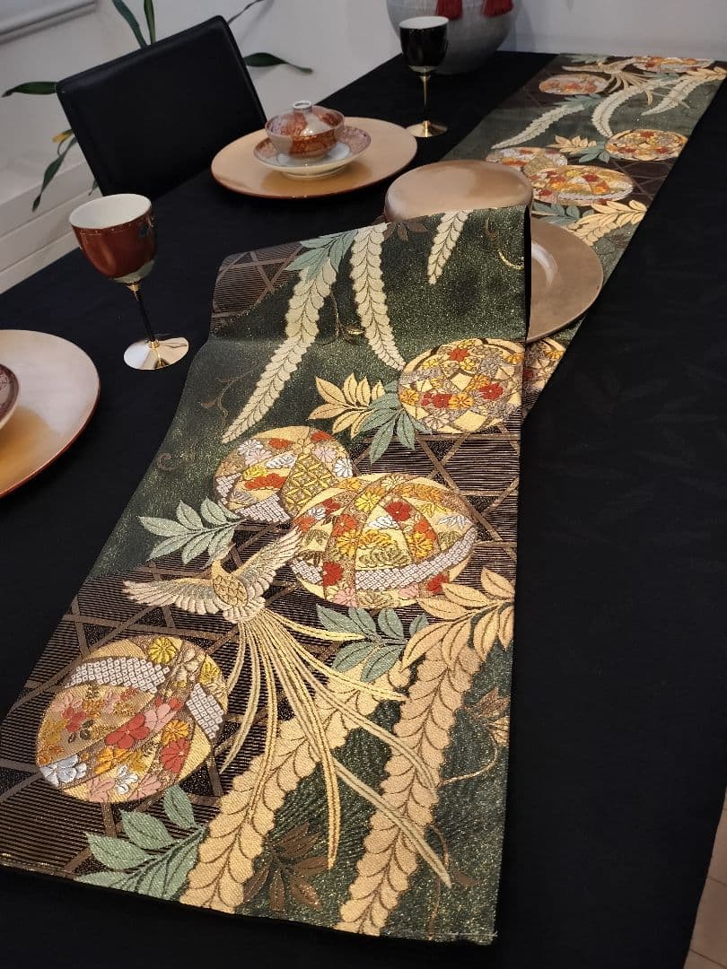 A916★逸品‼️全通帯‼️ひな祭り‼️袋帯正絹テーブルランナー2m13cm