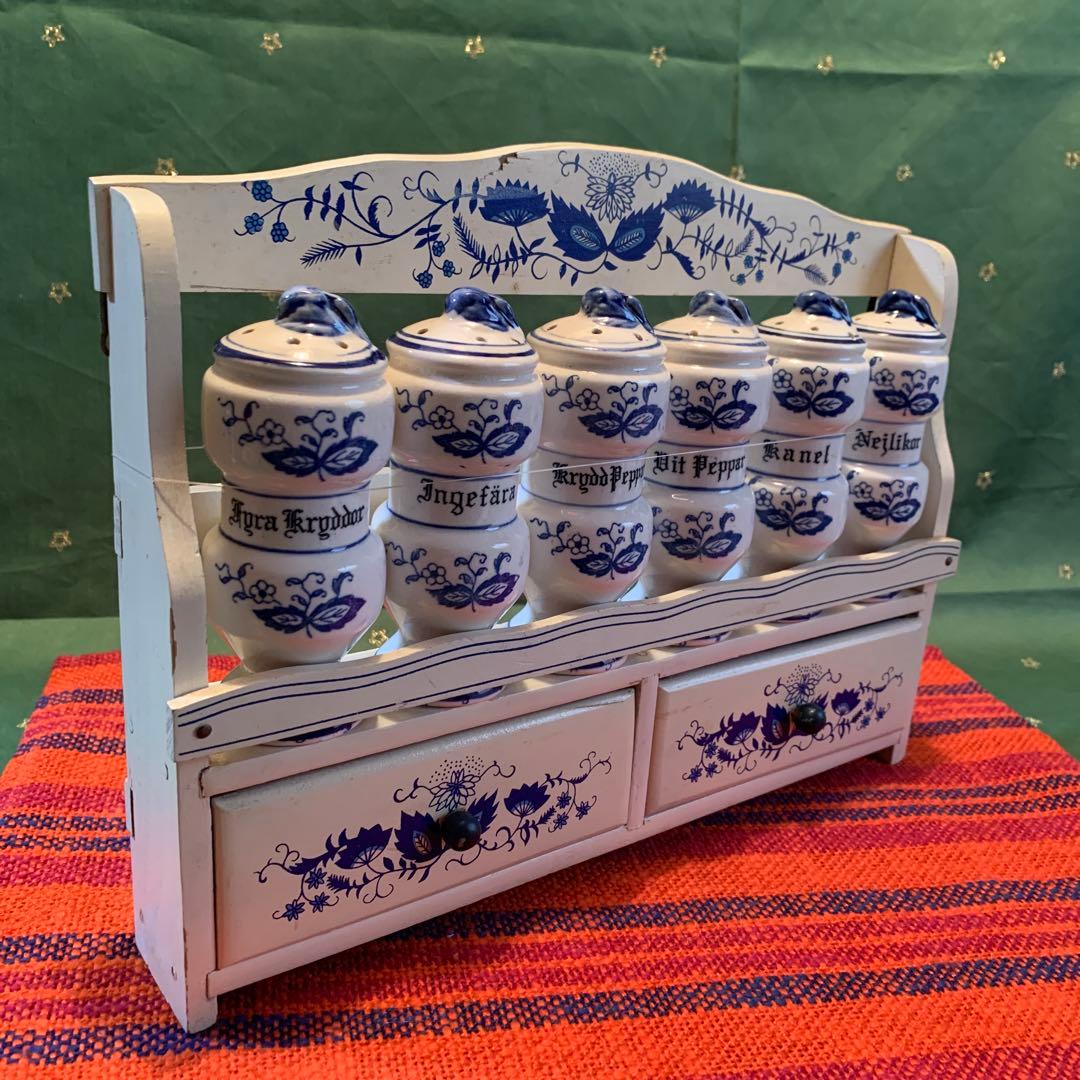 デンマーク製　美品ビンテージの木のケース付きスパイス入れセット！可愛い過ぎます！