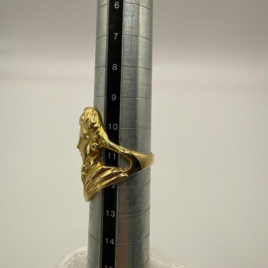 美品　18金　女性モチーフ　リング　11号 超音波洗浄器洗浄済み