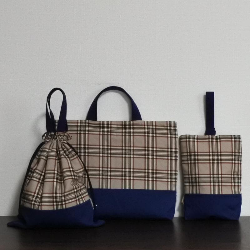まゃ*´꒳`*さま専用 チェック柄4点 レッスンバッグ＆上履き袋＆体操着袋