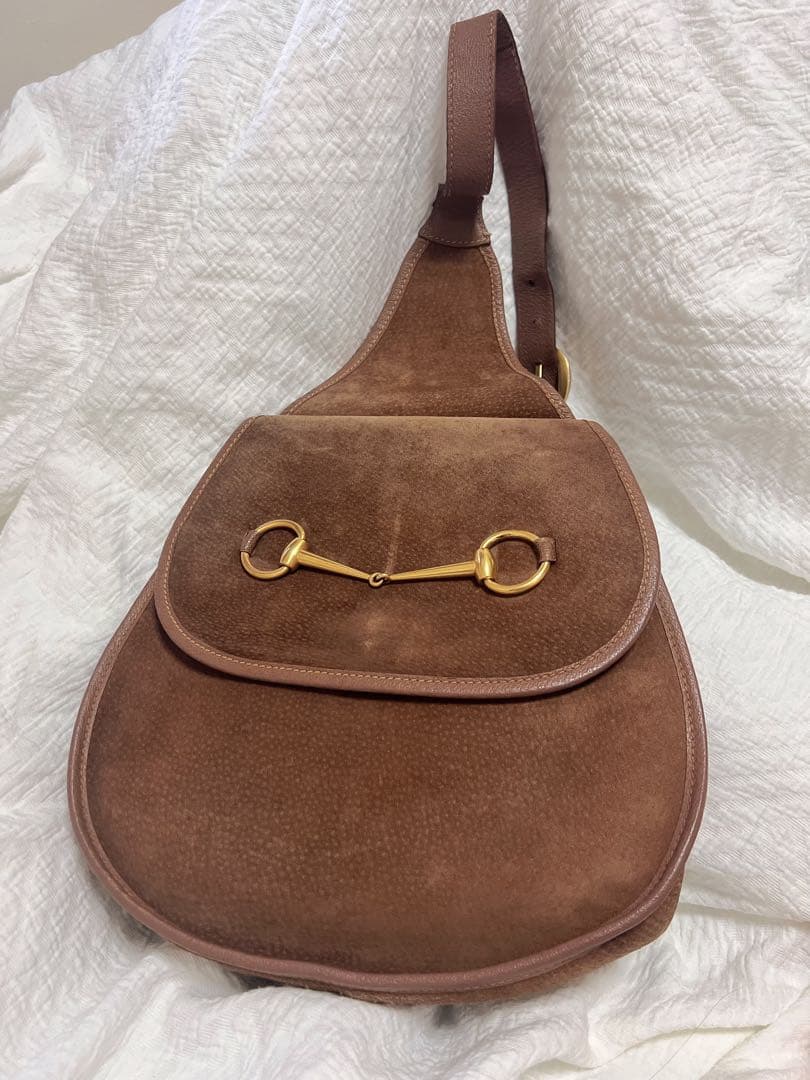 GUCCI オールドグッチ ワンショルダー バッグ スエード ホースビット
