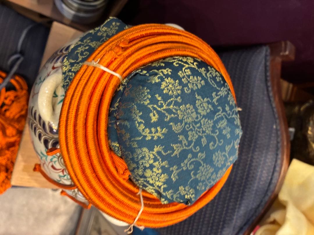 茶道具　飾り壺　茶壺　仁清写し　山川巌　京焼　共箱　網袋　紐付