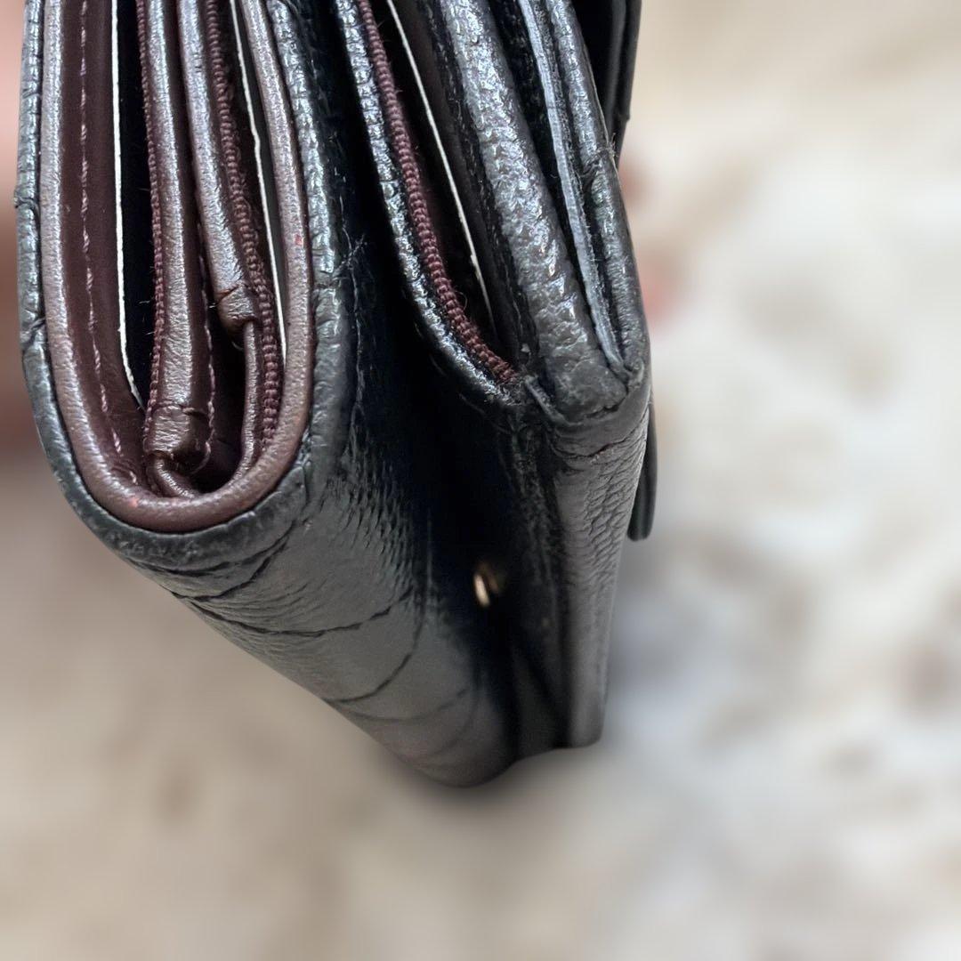 【美品】CHANEL ブラック キャビアスキン 三つ折り財布