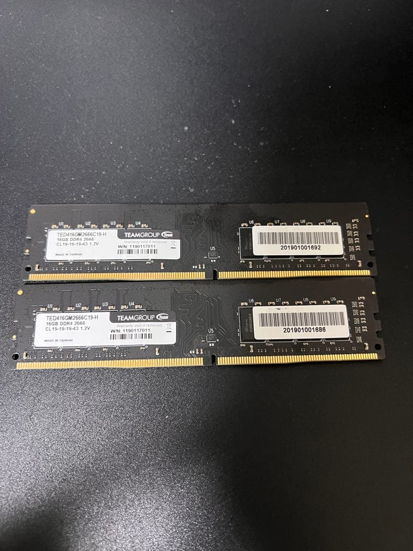 TEAMGROUP DDR4 32GB(16GB×2枚)メモリ 2666MHz