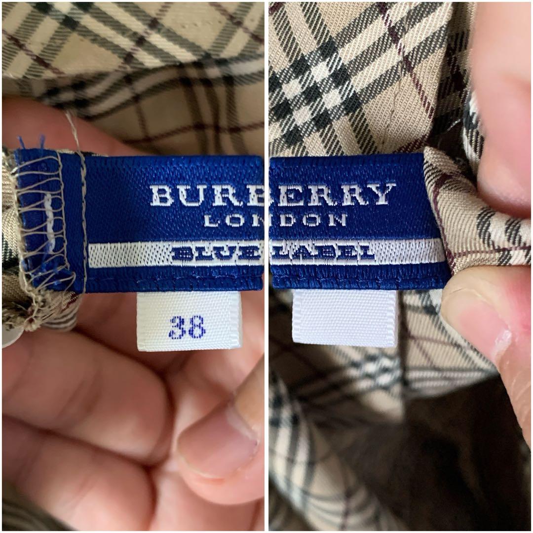 バーバリーブルーレーベル ブラウス チュニック ノバチェック フリル リボン M