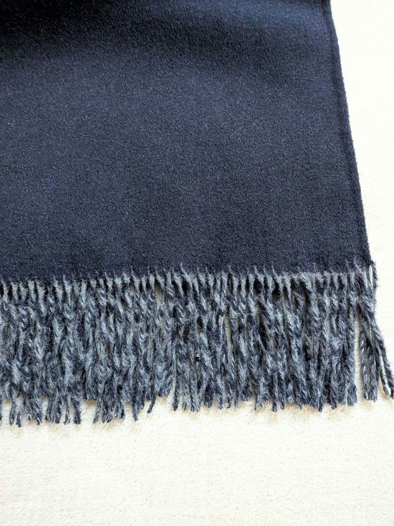 リナージオ　最高級　ファー付き大判ストール　リバーシブル　カシミヤ混