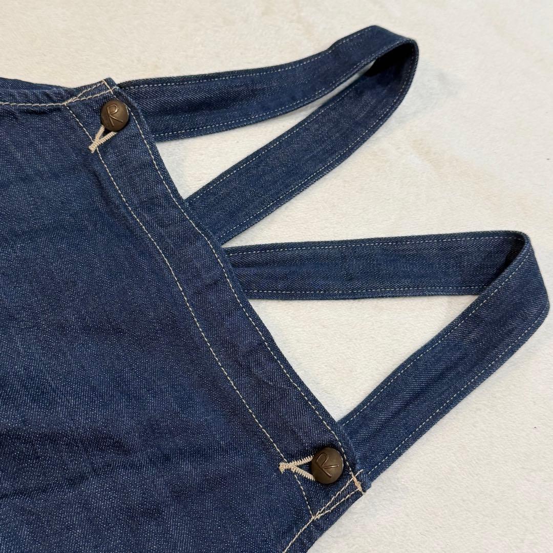 45R　モンプチデニムのエプロンドレス　ロゴ刺繍　インディゴ　日本製
