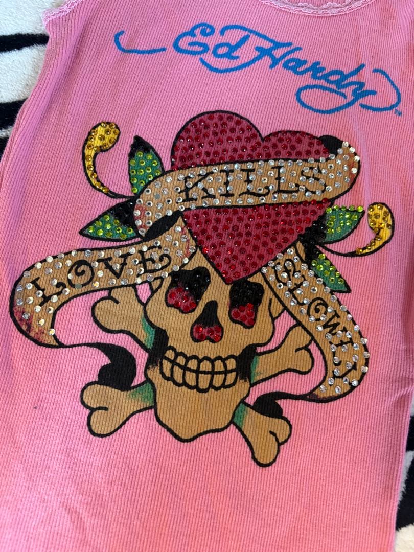 Ed Hardy ラインストーン ロングタンクトップ キャミソール　(USA製)