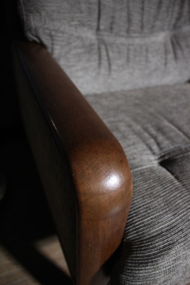 自社配達可〜カリモク20万 アームソファ ×2 ファブリック 1人掛けオールド