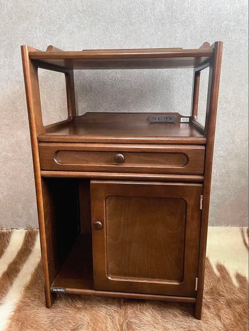 karimoku カリモク 電話台 コンセント付 キャビネット オールドカリモク