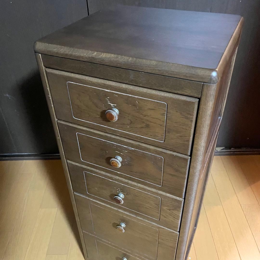 カリモク タンス チェスト5段 引き出し 天然木（ナラ） スリムチェスト