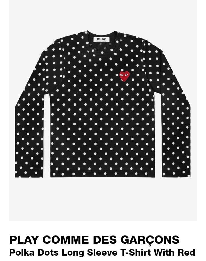 S　PLAY COMME DES GARÇONS ポルカドット長袖Tシャツ S