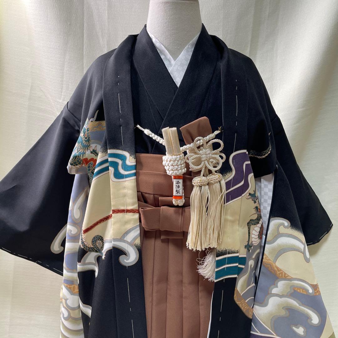 黒地龍と兜伝統柄☆七五三　男の子　５歳着物セット