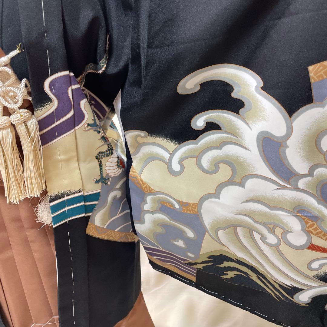 黒地龍と兜伝統柄☆七五三　男の子　５歳着物セット