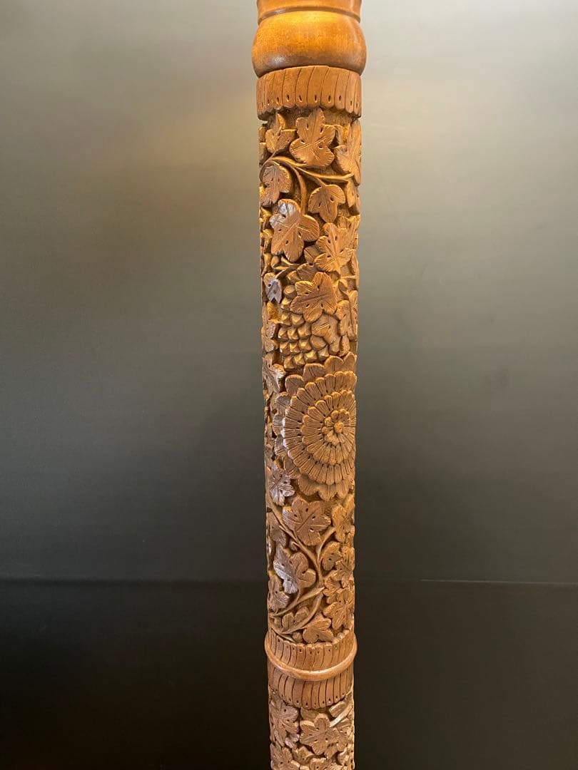 アンティーク　フロアランプ フロアライト　木彫