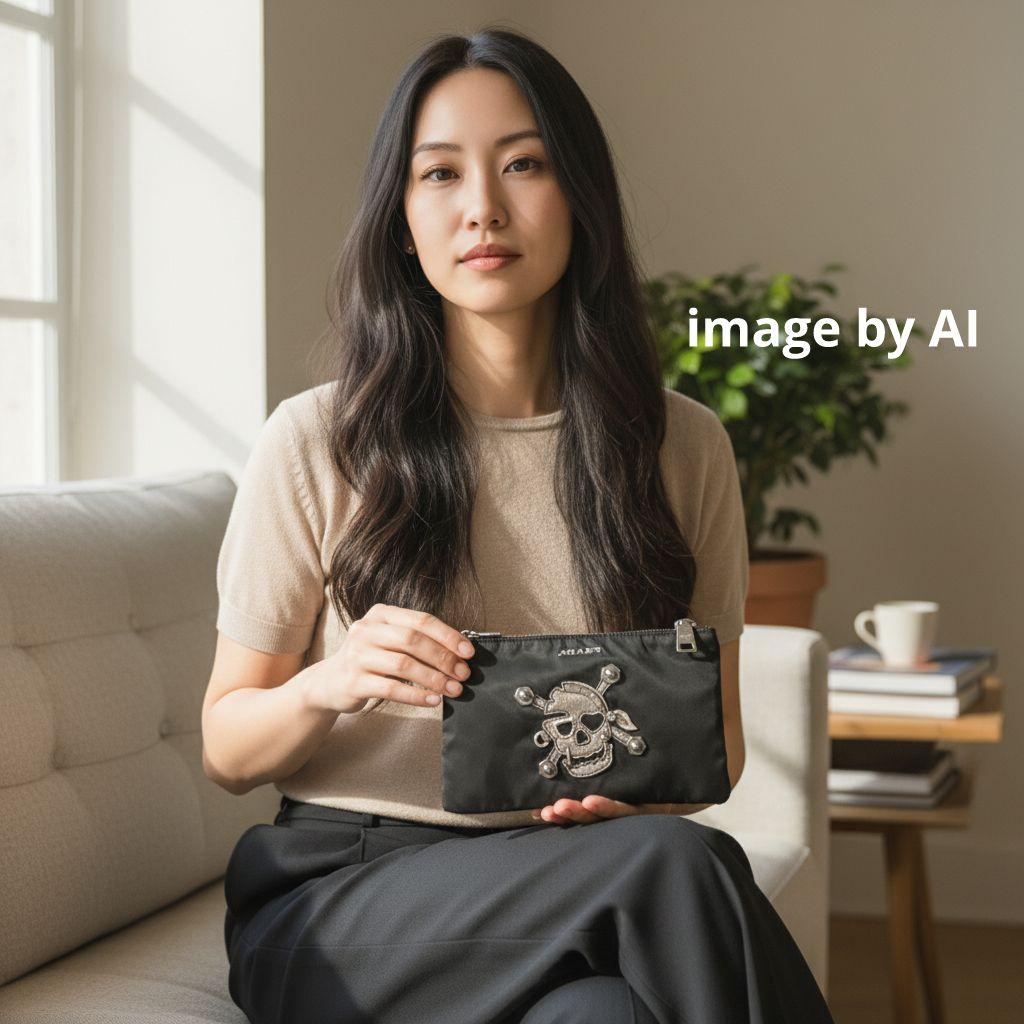 激レア✨PRADA スカル ポーチ ドクロ ブラック テスート プラダ