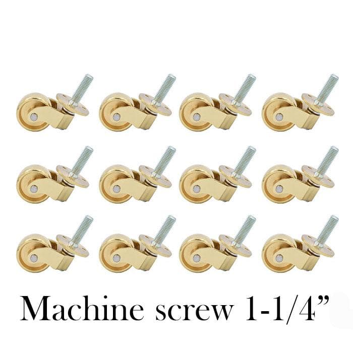 12個セットブラス（真鍮)キャスター 1-1/4” マシンスクリュー（機械ネジ）
