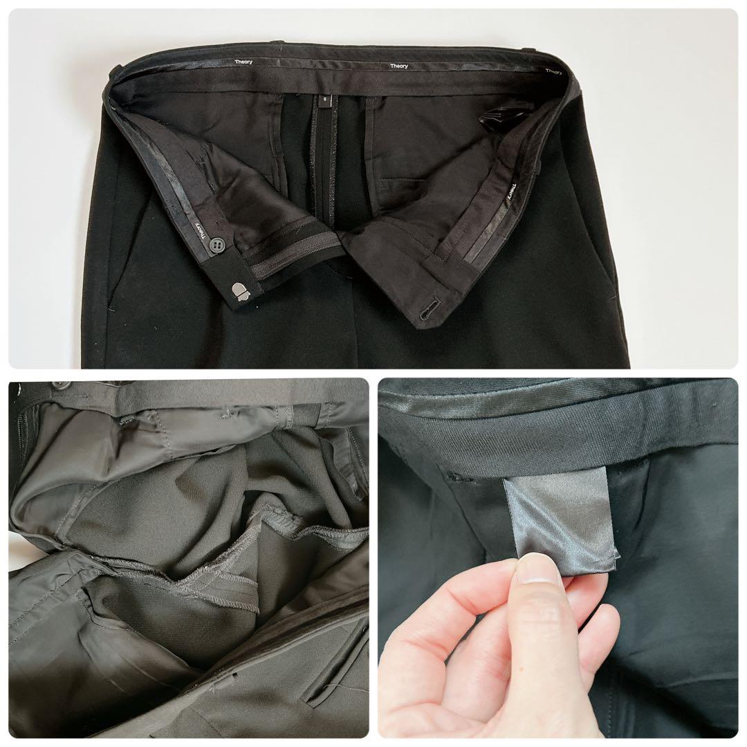 極美品♡theory ノーカラージャケット　テーパードパンツ　セットアップ　黒