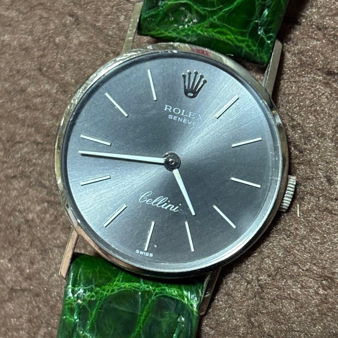 ロレックス レディース　手巻き　チェリーニ　750無垢ケース　社外革ベルト