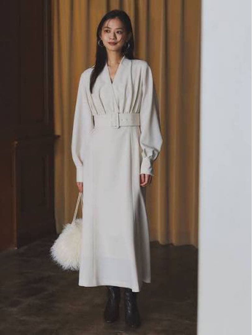 anuansノーカラーナローワンピース サイズ2