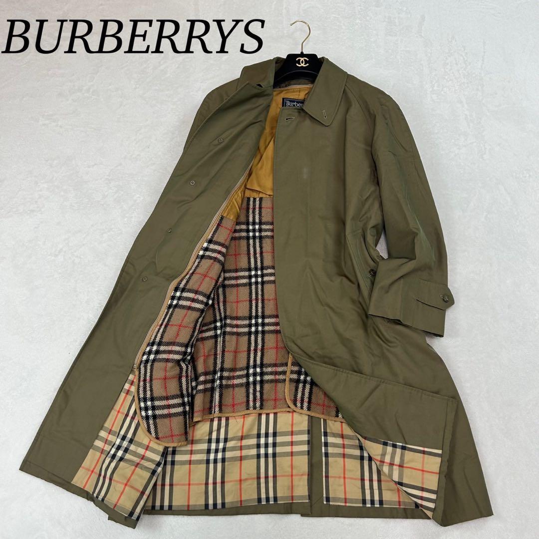 J513 M バーバリー チェックライナー付き ステンカラーコート メンズ