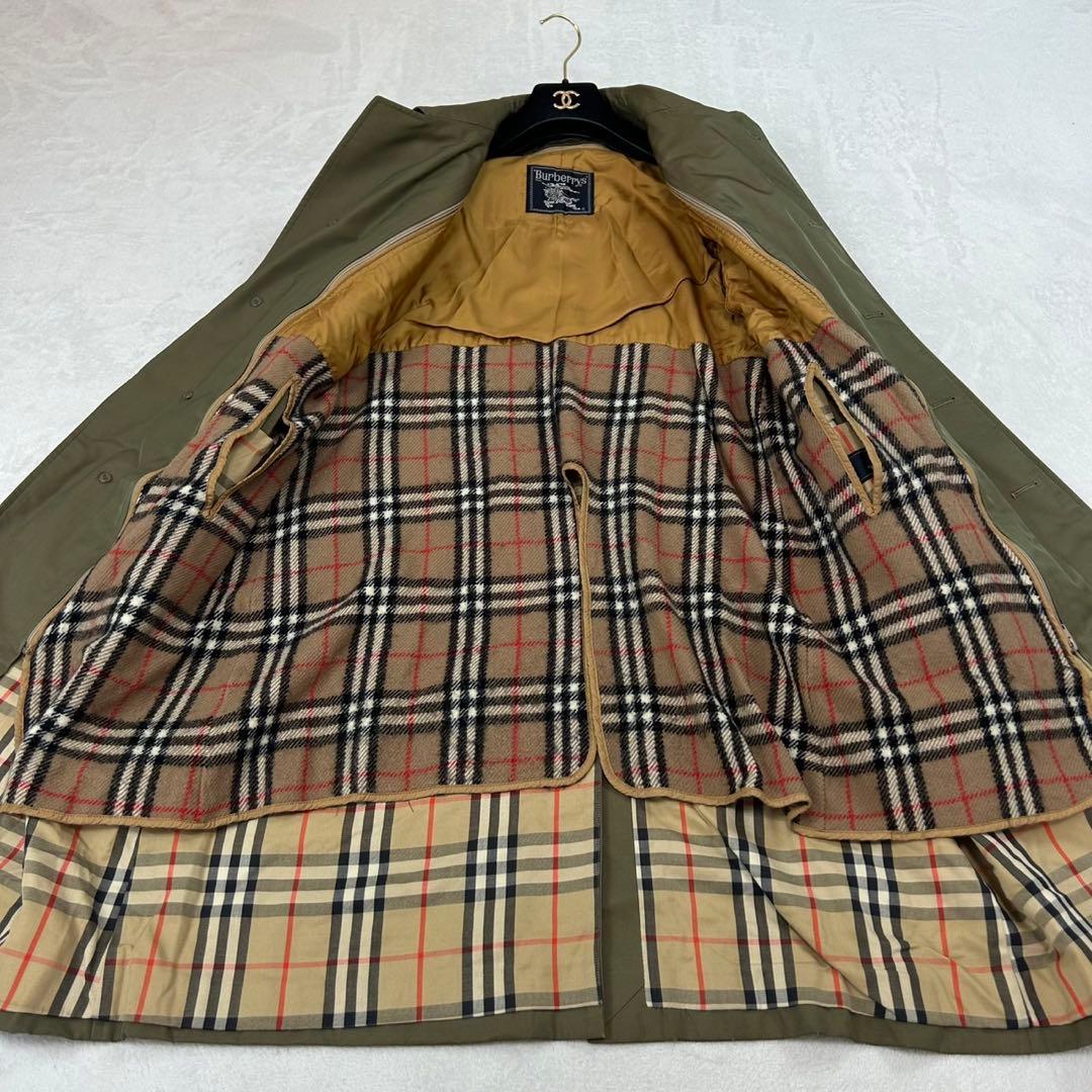 J513 M バーバリー チェックライナー付き ステンカラーコート メンズ