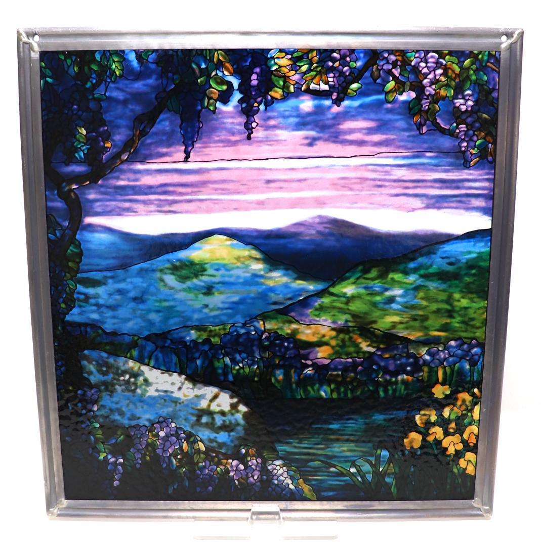 ルイス・C・ティファニー ヴィンテージ ステンドグラス 雄大な山々の夜明け 大型