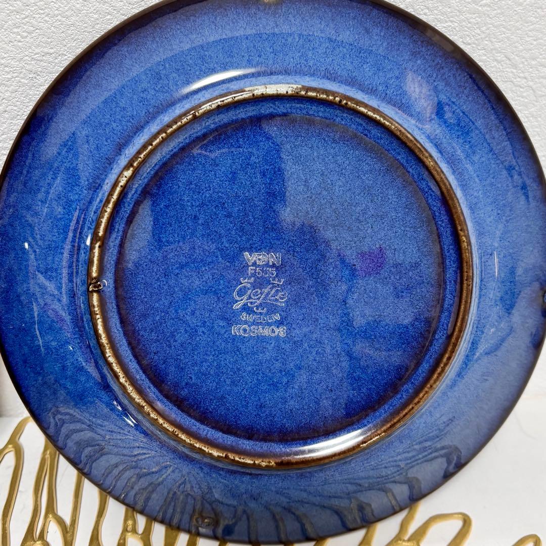 ゲフレ　コスモス　濃紺の食器セット 4点（皿3枚、カップandソーサ1セット）