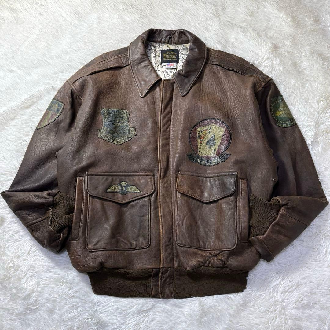 【USA製】80s AVIREX A-2 フライトレザージャケット ブラウン