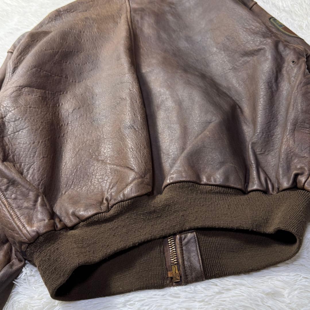 【USA製】80s AVIREX A-2 フライトレザージャケット ブラウン