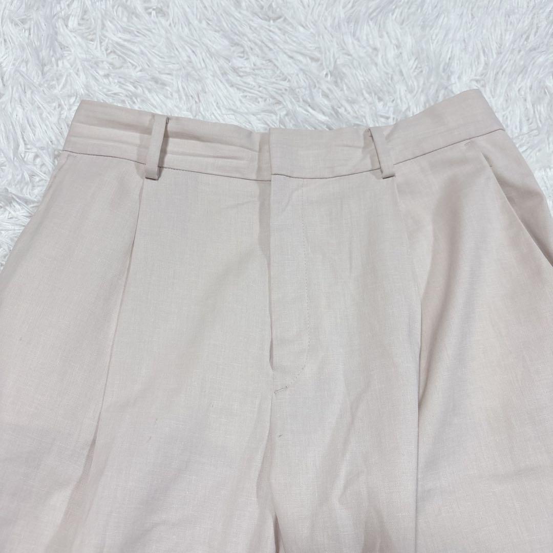 シップス ノーカラー　スーツセットアップ アイボリー ピンク　リネン　38 M