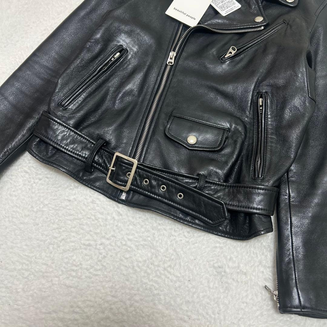タグ付き✨ビューティフルピープル　ラムレザー　ダブルライダースジャケット　150