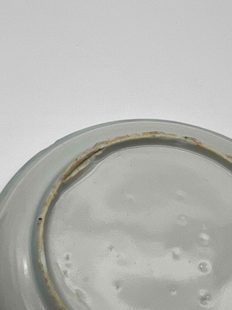 明時代　染付 青花蟹文盤一対　【希少貴重】【旧家蔵出し】　古染付皿(B-48)