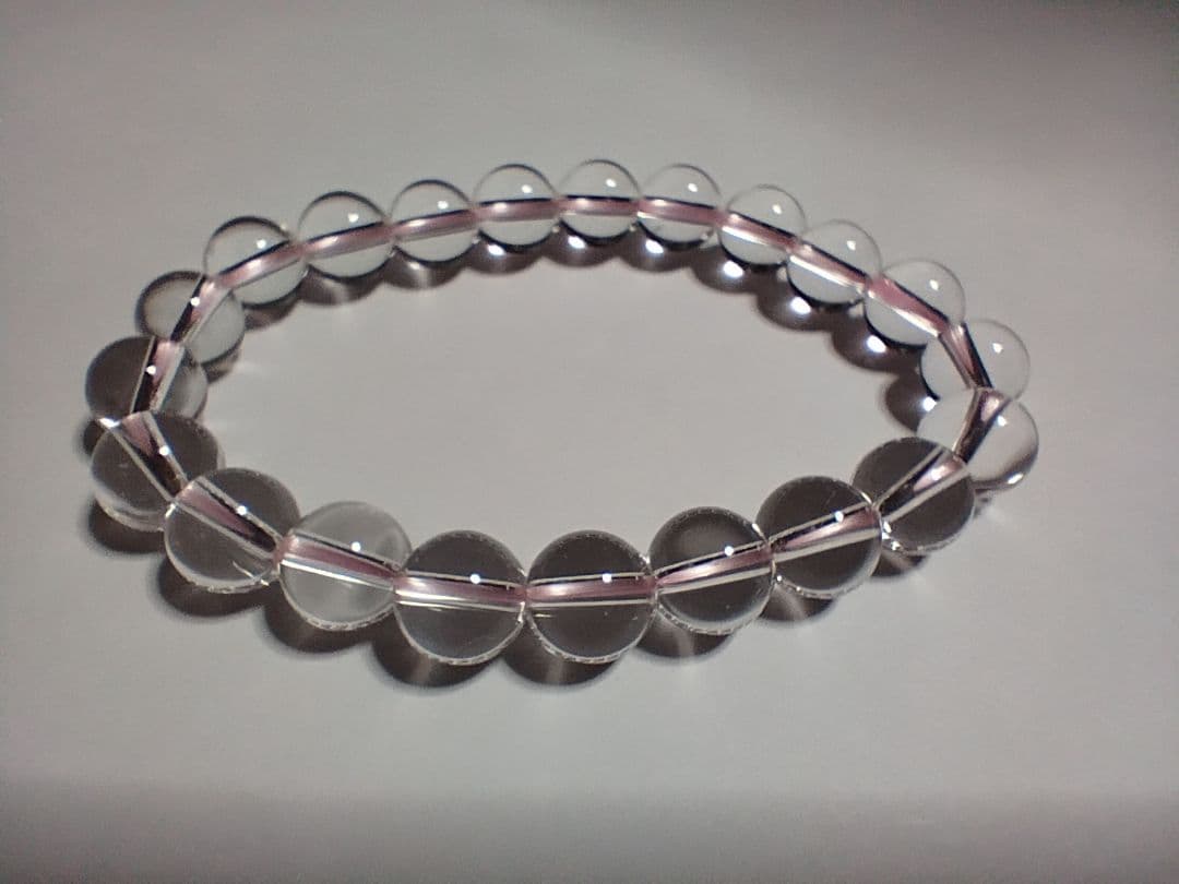 【気の保管庫】21個サイズ桃 8mm 水晶ブレスレットおまけ遠隔レイキ処置あり