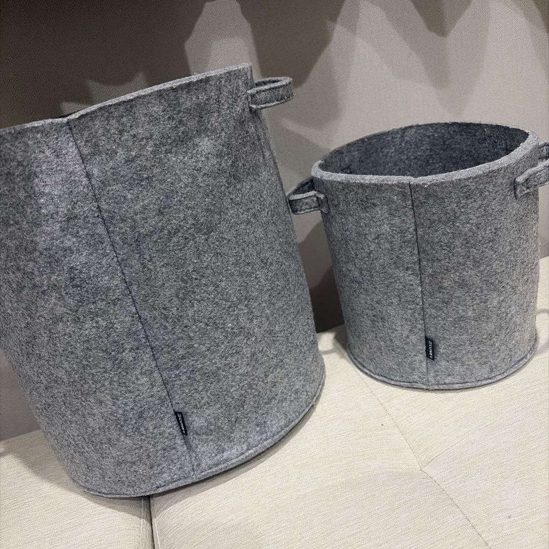 CUNE ウサギ フェルト製ラウンドボックス バケツ型収納ケース 大小2個セット