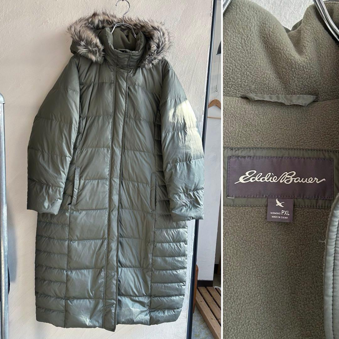 極美 Eddie Bauer ファー ロング丈 ダウンコート エディーバウアー