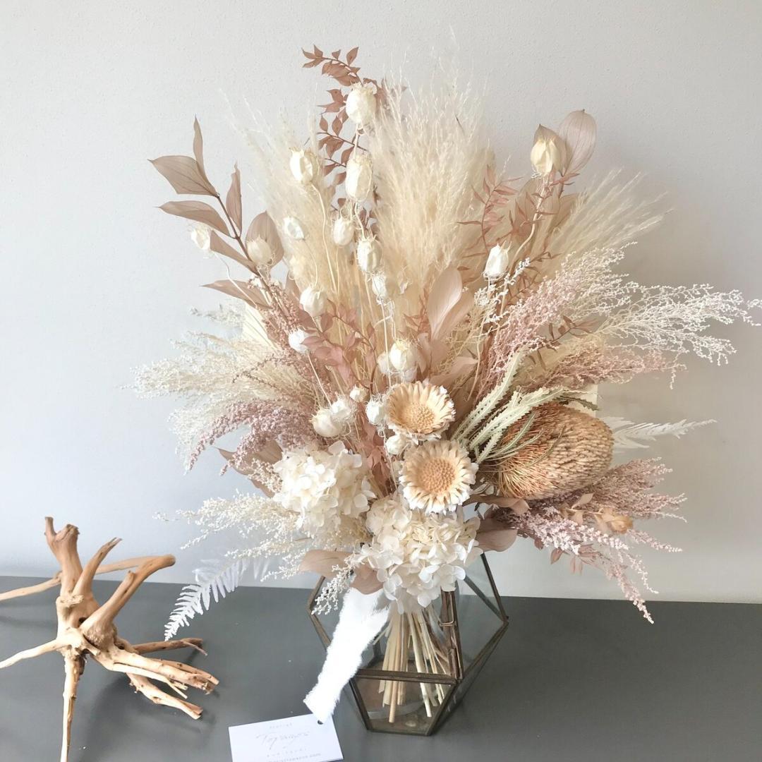 雪だるま❄︎さま専用カシミアベージュの大きなスワッグ（ブーケ）LLふっくらタイプ