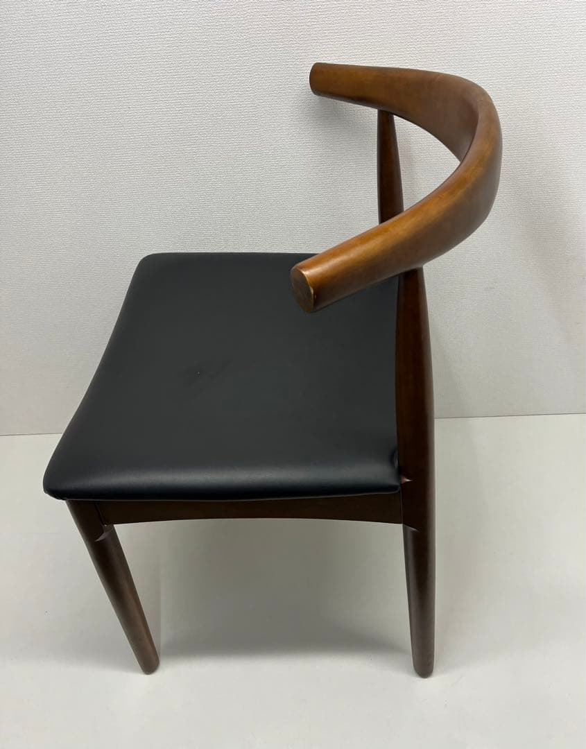 デザイナーズチェア 木製 ダイニングチェア ウッドチェア PU座面 ブラウン