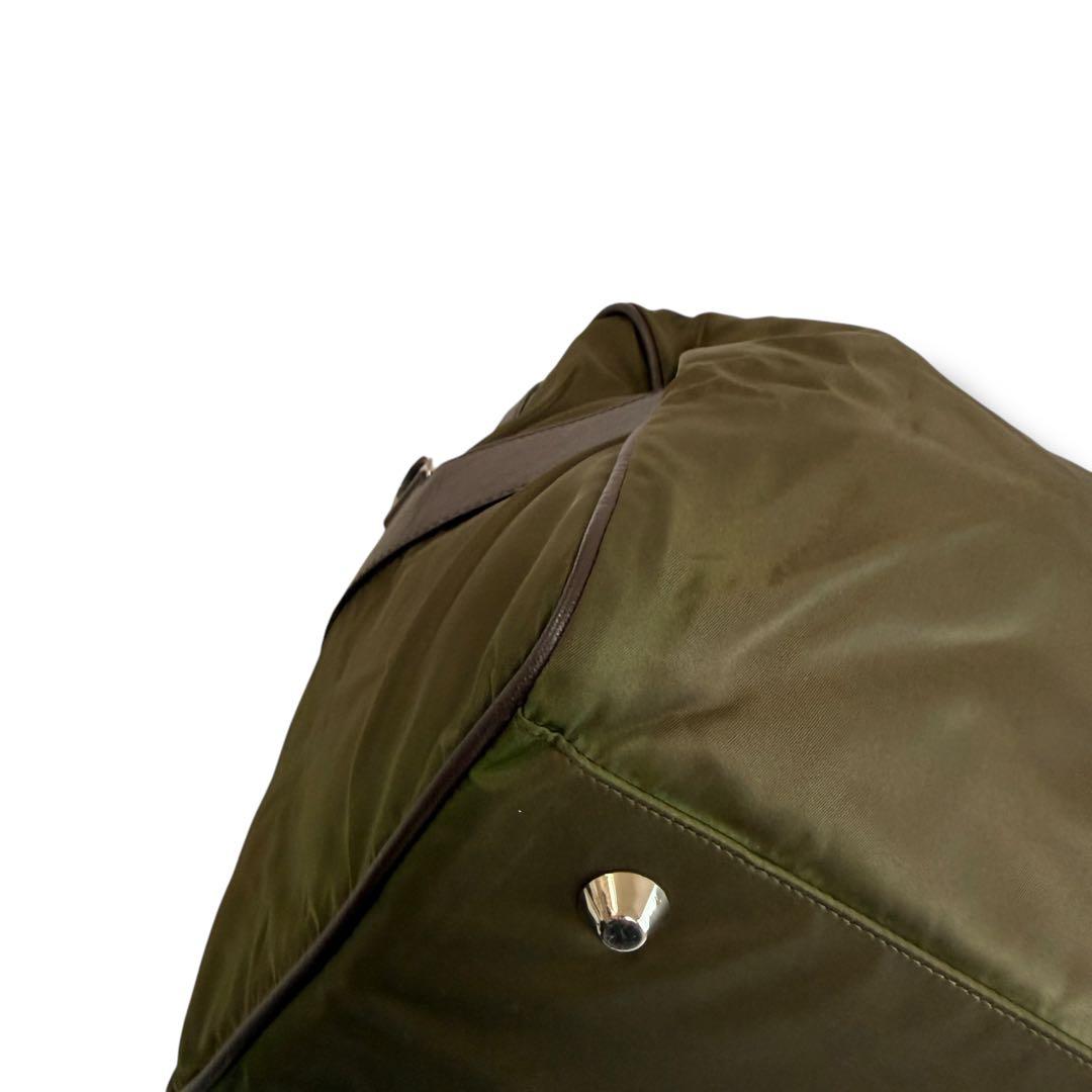 プラダ 1848 三角ロゴ　レザー ナイロン　ボストンバッグ　大容量