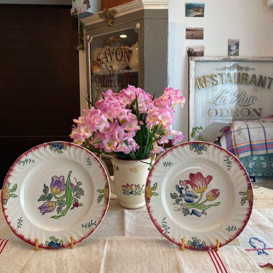 フランスアンティークLongwy ロンウィ ラヴィエ マルセイユ　プレート