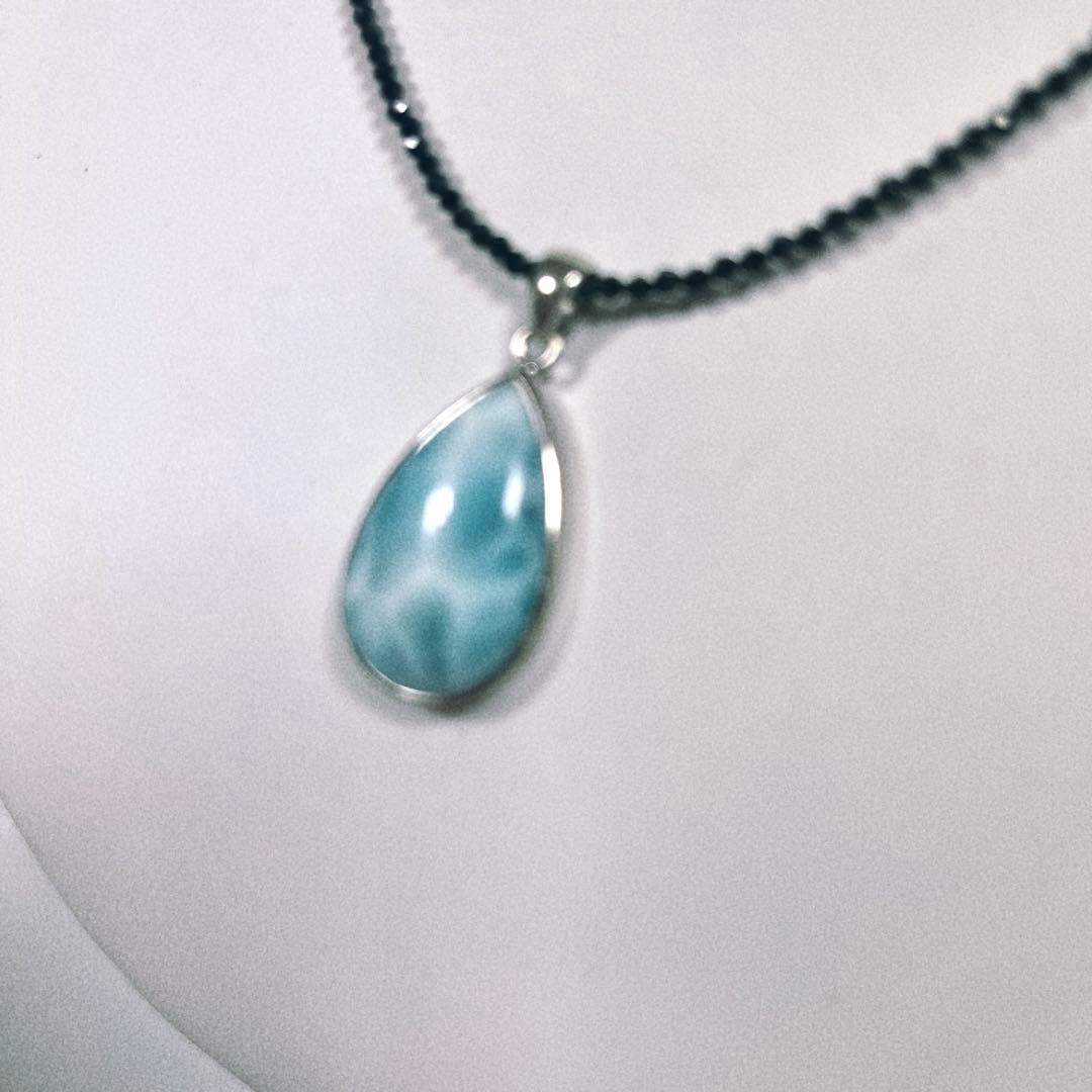 ラリマーペンダントブラックスピネルネックレスNO25-1786