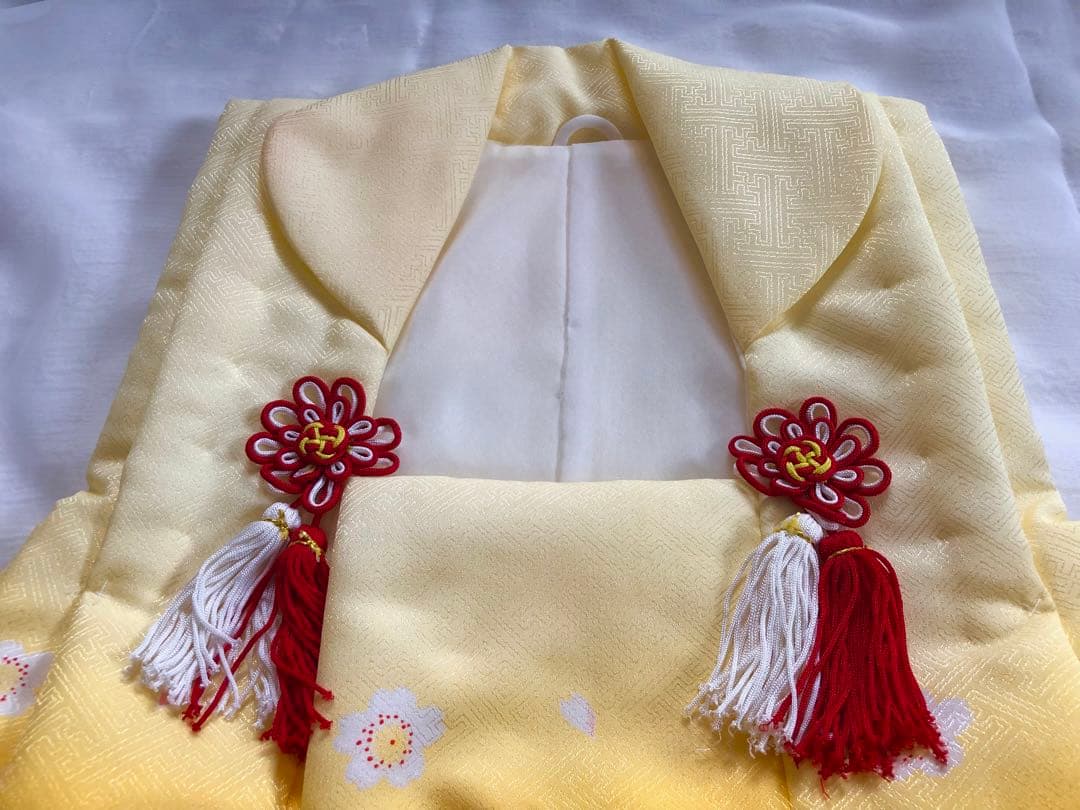 七五三 3歳女児セット　つまみ細工　髪飾り　桜柄　ピンク　みかん色　753 着物