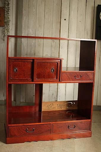 古い木製の茶棚　茶箪笥　食器棚　収納棚　タンス　収納　古家具　古民家　時代家具