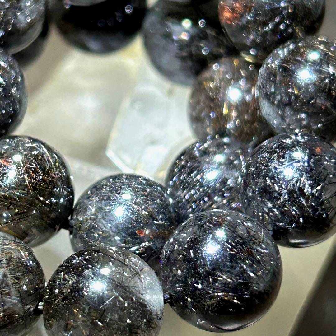 ♦︎別格高級品！プラチナ　ブラック　ルチル　ブレス　希少！財福大黒秘宝⑤