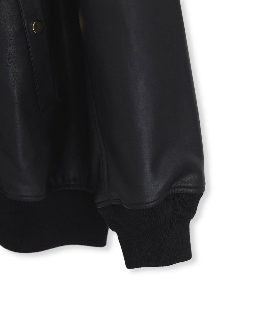 美品　アダムエロペ　シンセティックレザーフライトジャケット　黒