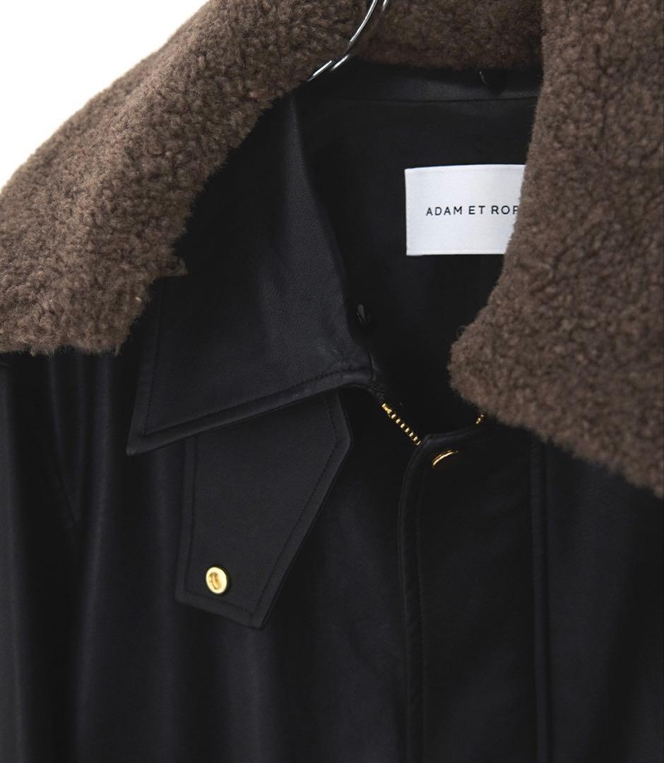 美品　アダムエロペ　シンセティックレザーフライトジャケット　黒